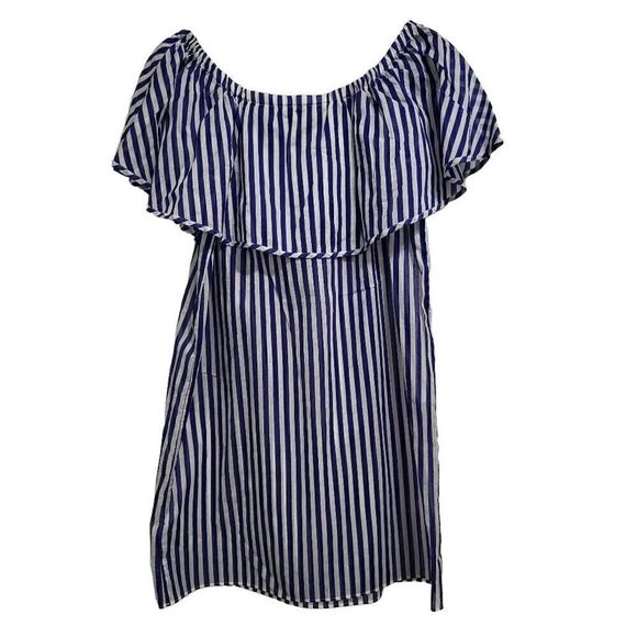 J. Crew Off-the-Shoulder Bold Striped Dress‎ - Picture 3 of 7